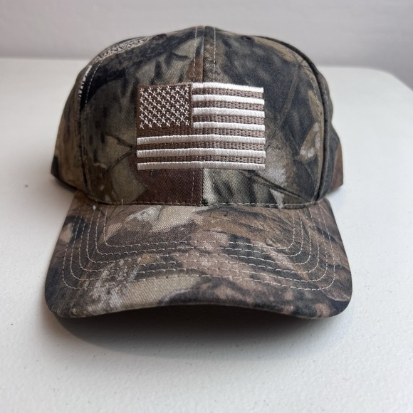 Cascade Advantage Timber Camo Hat Cap Strapback Outdoor American Flag Hunting - Picture 1 of 8